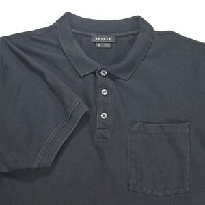 Aether Pique Polo Shirt Mens XL Black Slim Stretch Pocket Casual Short Sleeve